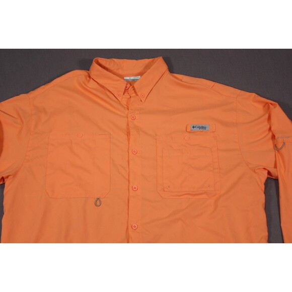 Columbia Shirt Mens Orange Long Sleeve PFG Button Up Vented Outdoor Fishing XXL - Picture 2 of 14